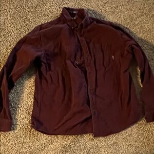 Eddie Bauer Men's Dark Red Casual Button Down Shirt